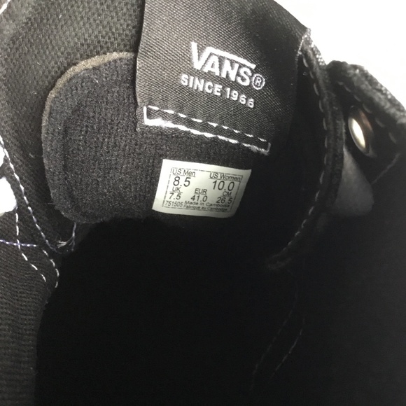 Vans Sneakers Womens High Top Black White Plaid Canvas with UV Beads Size 10 - Picture 5 of 6